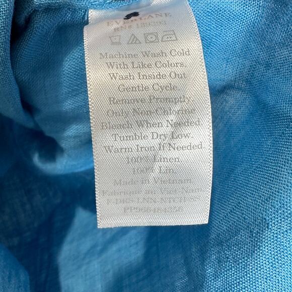 Everlane The Linen Workwear Dress Blue Button Front Women's XXS NWT Lagenlook - Picture 9 of 10